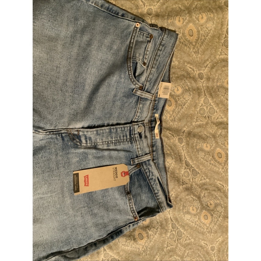 Levi's Premium Wedgie Straight High Rise Ripped Jeans Blue 18W - Picture 7 of 8